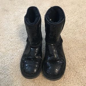 Authentic UGG Black Sequin Classic Boots Size 7